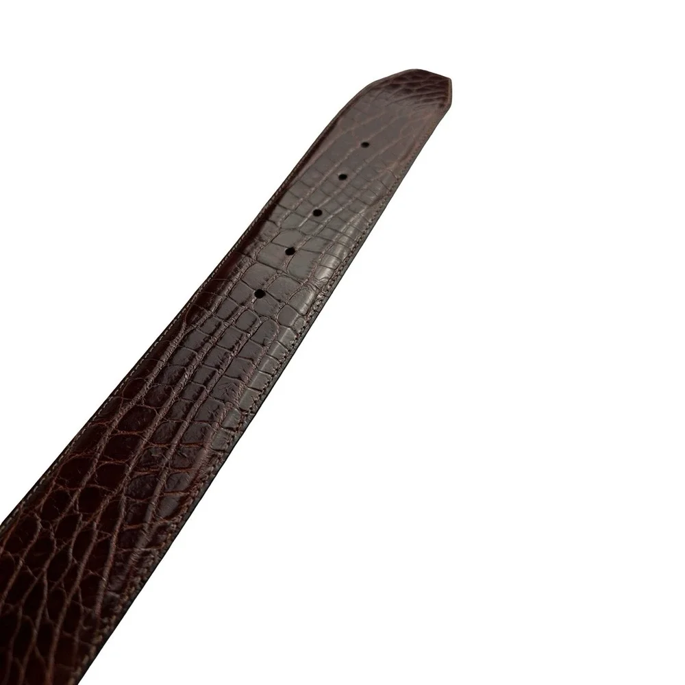 WCM New York Womens Brown Genuine Alligator Wide 2 Inch Belt Size Small USA Made